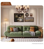 Petite unité rangée droite crème nuage nordique rétro tissu vert foncé canapé italien minimaliste en bois massif canapé salon