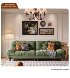 Piccola unità fila diritta crema nuvola nordica retrò tessuto verde scuro divano italiano minimalista in <span class=keywords><strong>legno</strong></span> <span class=keywords><strong>massello</strong></span> divano <span class=keywords><strong>soggiorno</strong></span> - Product Image 5