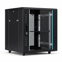Rak Server Dinding 12U 19 Inch, Kabinet Jaringan dengan Pintu Kaca Terkunci, Baja SPCC untuk Kantor, CCTV, Pusat Data