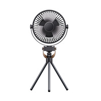 Ventilateur de camping extérieur K18, ventilateur de plafond portable pour tente, alimenté par USB, trépied autoportant, lumière nocturne bicolore