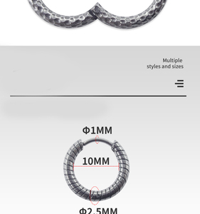 Hammered Textured & Mobius Twisted Stainless Steel Huggie Hoop <b>Earrings</b> Hinged Closure | Waterproof Hypoallergenic & Non-Fading - Product Image 5