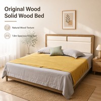 Lit double élégant en bois massif italien, rembourré en cuir et silicone, pour hôtel, villa, suite principale, vente en gros OEM