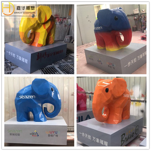 Jiahua Cartoon <b>Elephant</b> Sculpture Fiberglass Outdoor <b>Decoration</b> Handmade Figure - Product Image 4
