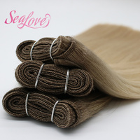 Extensions de cheveux humains vierges Remy, 100% double tirage, trame plate cousue à la main, trame machine Genius, vente en gros d'usine