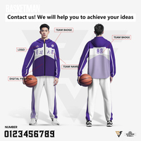 BASKETMAN Ensemble de survêtement professionnel personnalisé avec cardigan zippé intégral à capuche et pantalon de survêtement plat, essentiels de sport ODM OEM pour l'hiver