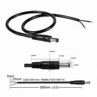 Prise mâle DC5521 avec extrémité de fil nu dénudé 18AWG 0,5M pour convertisseur de média fibre optique, pont sans fil CPE