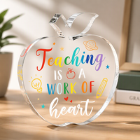 Plaque en acrylique transparente de haute qualité en forme de pomme, décoration de bureau à domicile, cadeau souvenir pour les enseignants