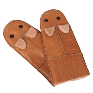 Guantes de Invierno Impermeables de Lana para Mantener el Calor, Guantes de Piel de Oveja Genuina, Mitones Cálidos sin Dedos para Niños - Product Image 2