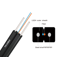 Cable de Fibra Óptica Monomodo para Interiores, Tipo Arco, 1 Núcleo, GJXH FTTH, con Cubierta de LSZH o PVC, Venta al Por Mayor