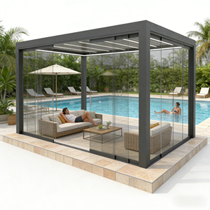 פרגולת אלומיניום נפתחת, עמידה בפני מזג אוויר, ידידותית לסביבה, למכירה חמה של טינגמייהוטינג, מתוצרת OEM לגינה - Product Image 1