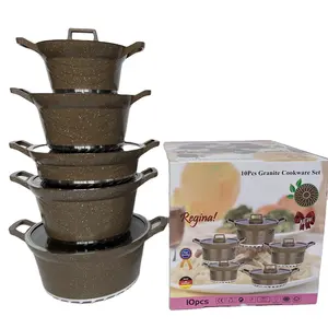 Home Party 10pcs Non-stick Pots Vintage Granite Pot Set Cookware Set Cooking