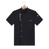 Veste de chef personnalisée pour hôtel, restaurant, café, bar, noire, unisexe, en polyester/coton tissé, uniforme de chef