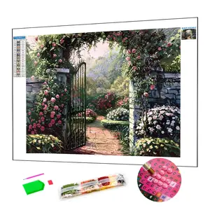 Kit de arte DIY para jardim de mosaico de diamantes, best-seller, com strass, pintura de paisagem, artes e ofícios artesanais