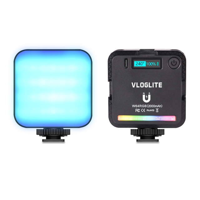 Portable Photography Lighting W64RGB Video Lights LED Camera Light 360 Full Color Dimmable Panel Lamp with Magnetic Attraction
