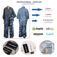 HK73351 Tenues tendance pour femmes, chemisier à manches chauve-souris à imprimé doux et col en V, ensemble pantalon droit, vêtements africains en deux pièces