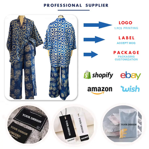 HK73351 Completo Trendy da Donna: Blusa con Stampa Dolce, Scollo a V e Maniche a Pipistrello e Pantaloni a Gamba Dritta - Set <span class=keywords><strong>Due</strong></span> Pezzi Abbigliamento Africano - Product Image 3