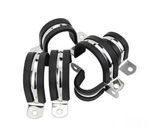 ステンレス製Uボルトパイプクランプ、ゴムライナーサドルクランプ付き、パイプライン固定、振動緩和、安全なパイプ設置用 - Product Image 2