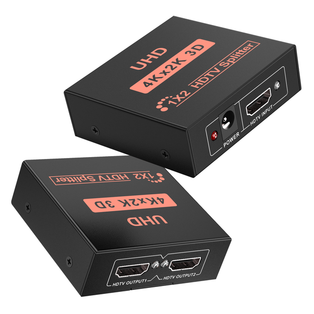 OEM Professional UHD 4K*2K 3D HDTV Splitter Durable 1x2 Hard Metal HDTV Splitter 1 in 2 Out