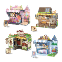HTL DIY Ensemble de blocs de construction magnétiques pour enfants, jeu d'imitation, boutique de fleurs, café, jouet éducatif STEM, cadeau