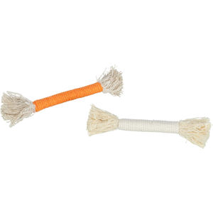 Juguete para masticar para mascotas, cuerda naranja y blanca de 15 cm para el cuidado dental de perros - Product Image 1