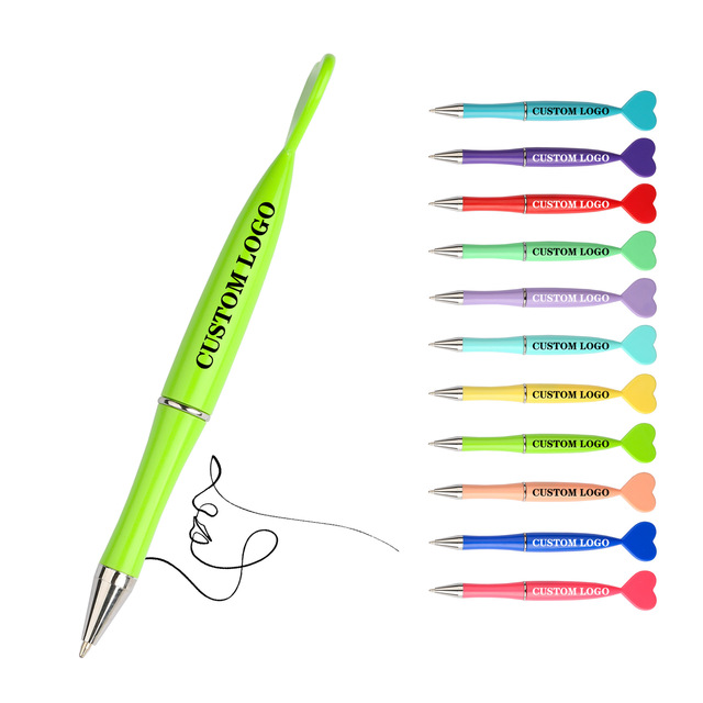 Custom Logo Heart-shaped Rotating Ball Pen Cheaper Pen Multi-color New Creative Pen for Business Advertising
