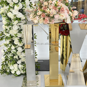 Support de fleurs en métal doré brillant pour centre de table, décoration de mariage de luxe SMOOTH - Product Image 6