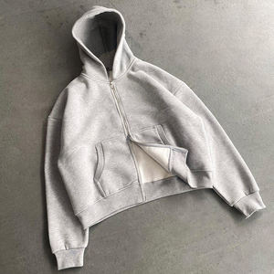 Qianshi Nouveaux fabricants de sweats à capuche à fermeture éclair vierges personnalisés Street Wear Tech Fleece Double Zip Hoodie Boxy Heavyweight Hoodie - Product Image 4