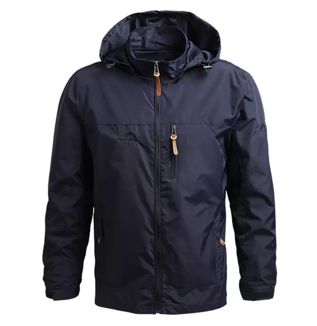 Men's Casual Hooded Zipper Windproof Waterproof Lightweight Breathable Outdoor Jacket for Hiking & Fishing