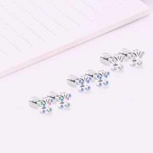Boucles d'oreilles papillon en acier inoxydable avec diamants, fermoir à vis, pour femme - Product Image 1