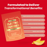 Gummies électrolytiques véganes à saveur naturelle pêche mangue, marque privée OEM, haute puissance 960mg, supplément pour une hydratation rapide
