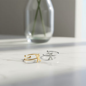 Anello in Acciaio Inossidabile a X, Oro e Argento, 6mm, 12 Pezzi, Gioielli alla Moda - Product Image 3