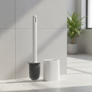 Ensemble de brosses <span class=keywords><strong>WC</strong></span> en plastique avec support à fixation murale, design moderne pour salle de bain, garantie 5 ans - Product Image 3