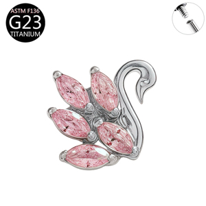 Bijoux de piercing corporel en Titane F136, motif Cygne en Zircon, à filetage interne, pour hélix auriculaire, type Labret, boucles d'oreilles de piercing - Product Image 4
