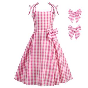 TV & Movie Costumes Rose Plaid Halloween Robe Déguisement Rétro Années 70 Années 80 Cowgirl Hippie <span class=keywords><strong>Disco</strong></span> Costume Margot Robbie Rose Costume - Product Image 3