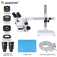 SANQTID 3.5-90X Binocular Stereo Microscope 360° Rotating Bracket Mobile Phone PCB Watch Repair Dental Microscope LED Light