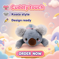 Boneka Rakun Kustom Abu-abu Kartun Hewan Boneka Isi Desain Ritsleting Telinga Berbulu Detail Bordir Super Hari Valentine