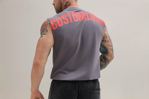 OEM Người Đàn Ông Của Tùy Chỉnh Phòng Tập Thể Dục Thể Thao Cơ Bắp <span class=keywords><strong>Tank</strong></span> Top Cá Nhân Chạy Đào Tạo Thoáng Khí Quá Khổ Không Tay Áo Sơ Mi Nhà Sản Xuất - Product Image 6
