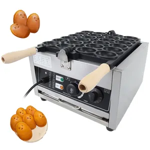 Mesin roti telur Korea elektrik 12 buah, mesin pembuat wafel telur tersenyum tidak lengket komersial