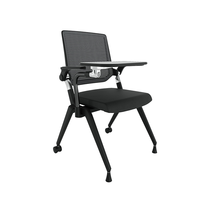 Chaise de conférence pliable avec tablette d'écriture amovible, en nylon, pour hôpital/école/hôtel, roulettes universelles fixes/mobiles
