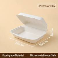 Boîte alimentaire jetable personnalisée en bagasse, écologique, non toxique, biodégradable et compostable, type clamshell, pour plats à emporter