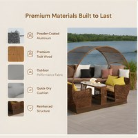 Sofá Cama de Ratán para Jardín, Tumbona de Mimbre para Patio, Tumbona de Playa de Ratán y Aluminio para Exteriores
