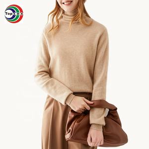 Automne hiver femmes pur cachemire pull col haut prêt à l'emploi tricoté bas chemise derniers modèles de Style ample haute couture - Product Image 2