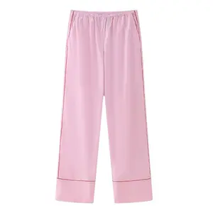 ZATRHMBM महिलाओं की 2024 नई शैली ठाठ फैशन कंट्रास्ट रंग ट्रिम पैंट रेट्रो लोचदार कमर आरामदायक महिला पैंट
