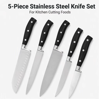 Xyj couteaux de Chef professionnels de haute qualité, ensemble de couteaux de cuisine à lame en Satin de 5 pièces en acier inoxydable, ensemble de cinq pièces, emballage hi-fi