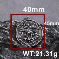 Hip Hop Punk Viking Archange Michael Religieux En Acier Inoxydable Bijoux De Mode 18k Pvd Plaqué Or Pendentif Colliers pour Hommes