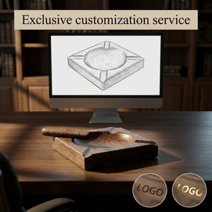 Vietnam Wooden Cigar Ashtray Square Desktop Tray for Indoor or Outdoor Office Home Decoration Solid 4-Slot Cigar <b>Holder</b> - Product Image 5