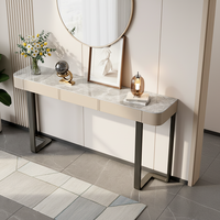 Console d'entrée moderne de luxe léger en dalle de roche, meuble de rangement et présentoir pour salon, idéal pour les salons et les hôtels