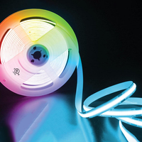 Bande lumineuse LED COB RGB flexible personnalisable AIKEOU, 576 LED/m, 8 mm, IP20, télécommande, gradation, USB DC 5V