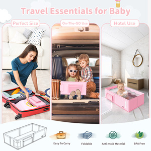 High Quality PVC Indoor <strong>Baby</strong> Folding <strong>Bathtub</strong> Large Square Type Multifunction Attached Matched Cat-themed Shower Cup 0-2 Years - Product Image 2