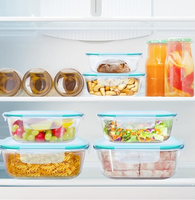 Récipients alimentaires en verre de haute qualité Boîte à lunch Récipients alimentaires carrés multifonctions Récipients alimentaires en verre avec couvercles hermétiques